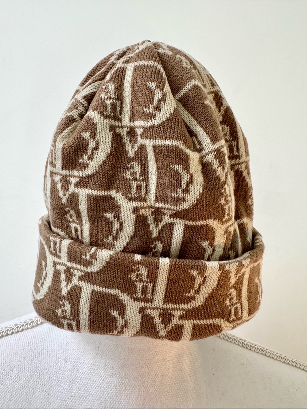 Brown & Cream Logo Knit Beanie